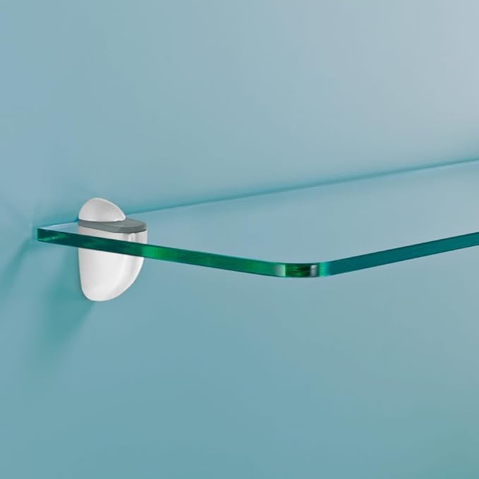 Glass Shelves - Tempered Safety Glass Shelves for Bathroom, Choose Over 20 Shelf Brackets and Multiple Shelf Sizes - Jam Style - 31.5 x 5.9 in - Chrome Clip