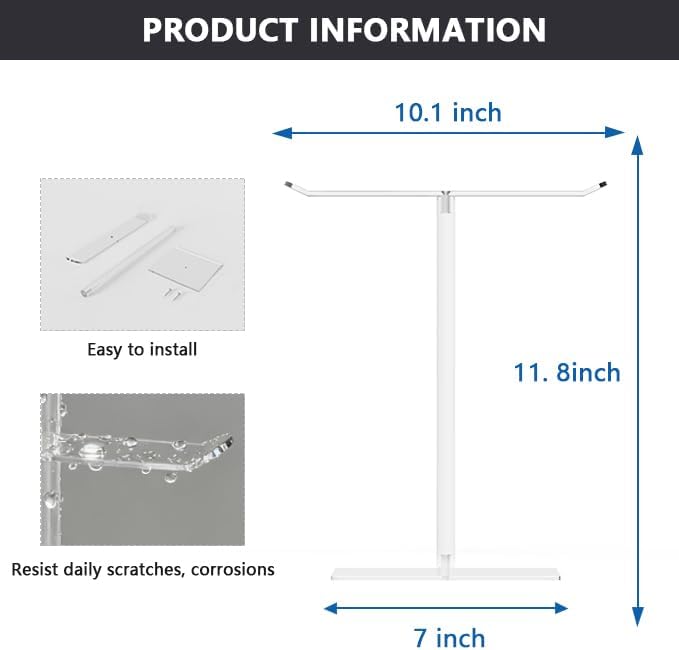 Acrylic Countertop Towel Holder Stand - T-Shape Modern Hand Towel Stand for Bathroom & Kitchen, Countertop Towel Holder with Easy Screw Assembly, Space-Saving Bathroom Decor for Counters (M-1T-Shape)