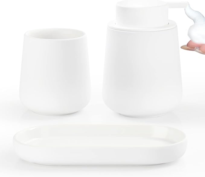BosilunLife Bathroom Accessories Set 3 pcs (White-Foam)