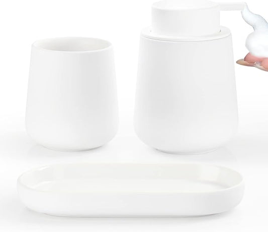 BosilunLife Bathroom Accessories Set 3 pcs (White-Foam)