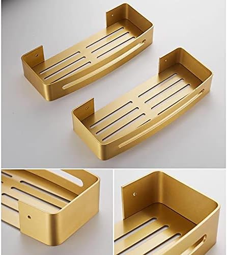 ZTBH Bathroom Divider Bathroom Shelf, Wall Mounted Corner Shelf Bathroom Hardware Sets (Color : Brushed Gold 4)