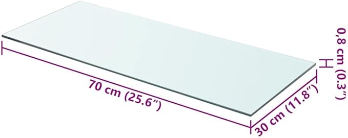 Tempered Glass Shelf Panel 27.6 x 11.8 in, Heavy Duty Clear Glass Replacement Board for Living Room Display, Storage Organizer, Polished Edge, 33 lbs Capacity