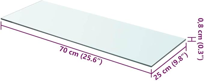 Tempered Glass Shelf, 27.6 x 9.8 Inch Floating Wall Shelf for Living Room, Kitchen, and Office, Polished Clear Glass Display Panel, Holds Up to 33 lbs