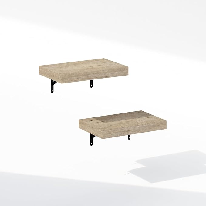 Furinno N24036NA 9.37 x 1.65 x 14.57 in. 15 in. Tanna Wall Mounted Bathroom Floating Display Shelves Natural - Set of 2