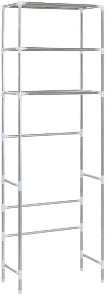 3-Tier Over Toilet Storage Rack Silver Stainless Steel Bathroom Organizer with 3 Shelves Space Saving Design for Toilet Paper and Toiletries