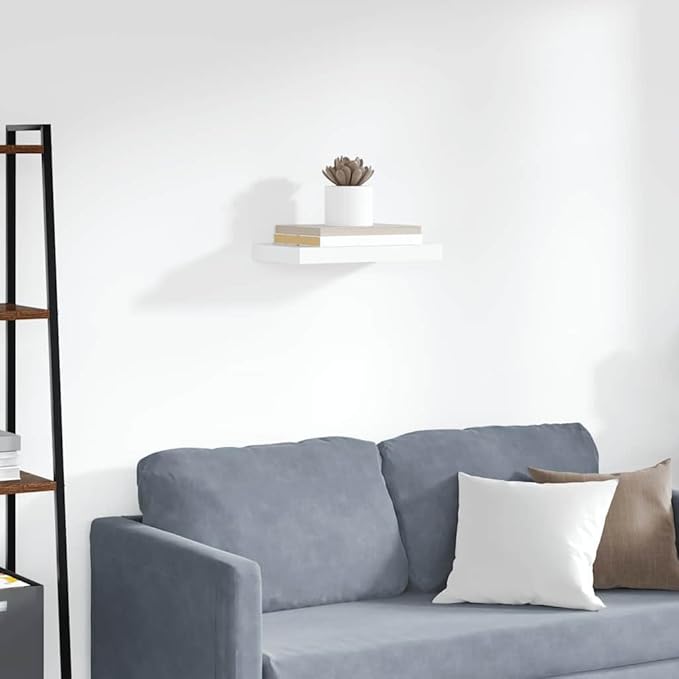 Floating Wall Shelf White 15.7x9.1 Inches, Modern Invisible Mounting Display Shelf for Living Room Decor, Honeycomb MDF and Metal Frame Holds 11 lbs for Books, Awards, Collectibles