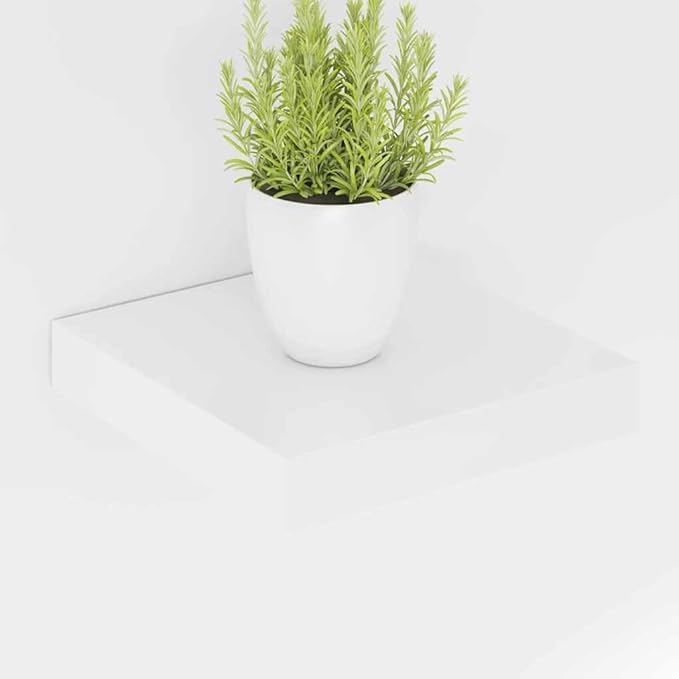 Floating Wall Shelves Set of 4, High Gloss White Modern Display with Invisible Mounting, 9.1x9.3x1.5 Inch MDF Wall Mounted Shelves for Living Room, Bathroom, Office Decor, Books and Collectibles