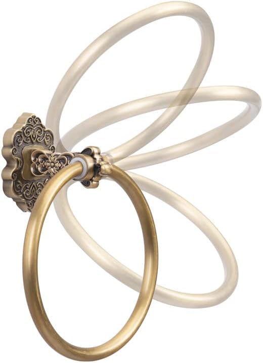 SDH Bathroom Towel Ring - Vintage Style Antique Brass Towel Hanger - Wall Mount Kitchen & Bathroom Hand Towel Holder - Pack of 1 Heavy Duty Decorative Aluminum Hanging Ring for Bathroom Towel Storage