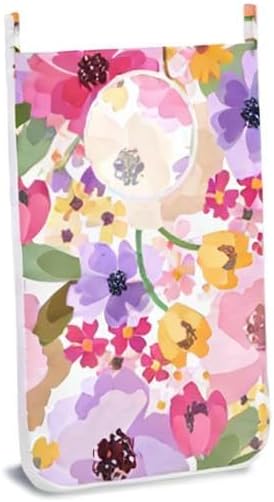 Hanging Laundry Hamper Bag Over the Door Laundry Hamper Wall Hamper Large Dirty Clothes Hamper with Stainless Steel Hooks 29.5X20inch 2 PCs Purple Floral