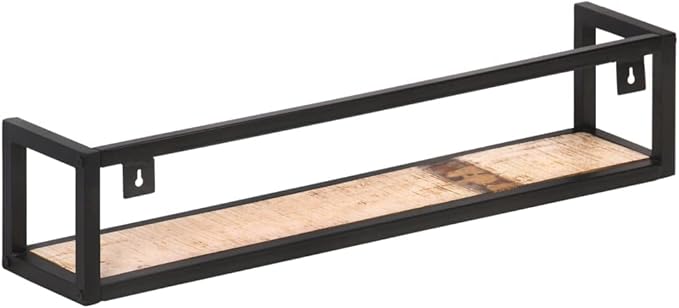 Industrial Wall Shelves Set of 2, 31.5 Inch Solid Reclaimed Wood Floating Shelves for Living Room, Kitchen, Bathroom Storage with 66lb Capacity, Rustic Decor