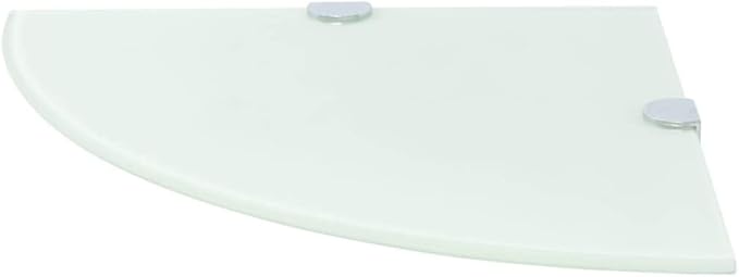 Floating Corner Shelf White 13.8"x13.8" Tempered Glass Wall Mount Shelves with Chrome Supports for Bathroom Kitchen Living Room Storage Decor