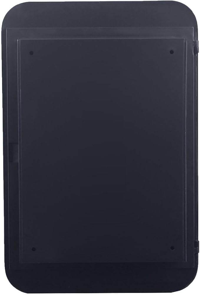 16 x 24 Inch Rounded Rectangle Medicine Cabinet with Mirror and Black Metal Frame for Bathroom, Recessed or Surface Wall Mount Cabinet with 2 Adjustable Glass Shelves, Matte Black