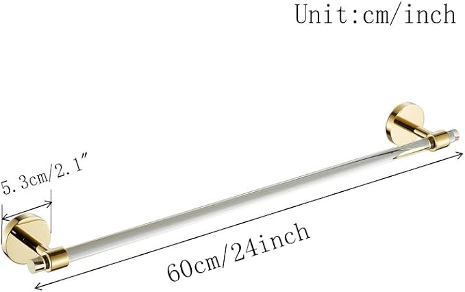 Acrylic Gold Towel Bar Towel Rack 16 inch for Bathroom,Wall Mounted Towel Holder Towel Hanger Modern SHUNLI