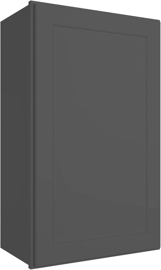 ROOMTEC Wood Wall Cabinet,RTA Single Door Medicine Cabinet with Adjustable Shelves and Soft-Close Door for Kitchen, Bathroom, and Laundry. 12" D*18" W*36" H, Shaker Grey