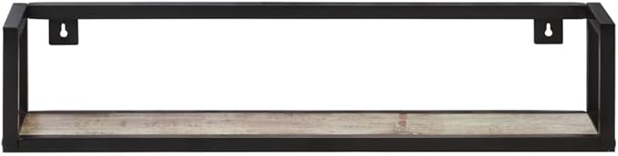 Set of 2 Industrial Floating Wall Shelves, Rustic Reclaimed Wood and Iron Shelving Unit for Bedroom, Living Room, Office, 31.5 Inch Decorative Storage Display