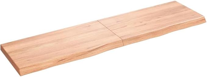 Solid Wood Oak Wall Shelf with Live Edge, 47.2x11.8 Inch Rustic Floating for Bathroom Kitchen Storage, Foldable Light Brown Treated Wooden Shelf Board with Varnish Finish