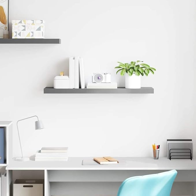 Floating Wall Shelf 35.4 inch Modern Gray Decorative MDF Rectangular Display Ledge for Living Room Bedroom Office Storage