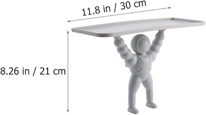 BESPORTBLE Nail-Free Wall-Mounted Rack Storage Shelves for Bathroom Cosmetics and Sundries Organizer, 2pcs Set White Gray, Space Astronaut Decorative Multi-Use Hanging Shelf for Home Wall