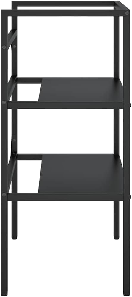 vidaXL Black Iron Bathroom Washbasin Frame - Powder-Coated Console Sink Stand for Towel Storage, 23.2"x15"x32.7"