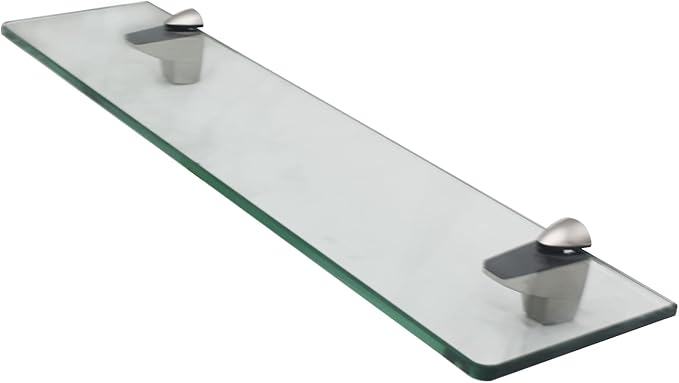 XVL Glass Shelf 20 Inch Bathroom Tempered Glass Rack Brushed Nickel GS3004AM
