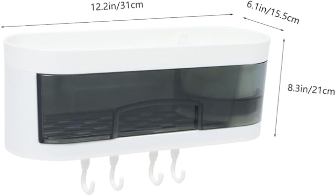 PRETYZOOM Wall Mounted Bathroom Shelf Storage Rack Plastic Wall Shelves with Hooks Multifunctional Kitchen Organizer for Home Random Color