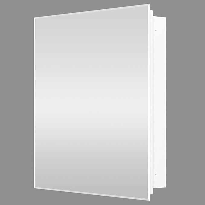 28"x28" Medicine Cabinet,HD Bathroom Mirror Cabinet with Beveled Mirror,Removeable Shelves, Recessed and Surface Mount,Frameless Bathroom Mirror with Storage