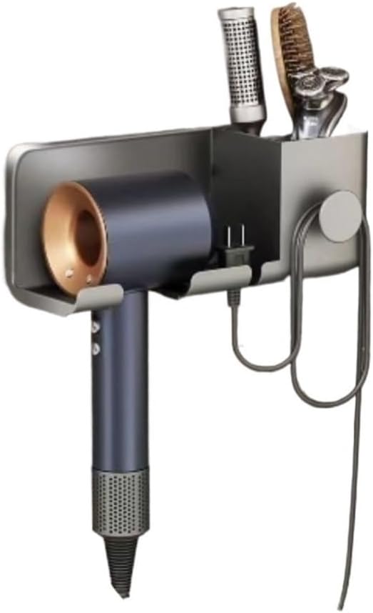 Bathroom Shelves 2-in-1 Hairdryer Holder Wall Mount with Shelf Organizer for Bathroom Storage Bathroom Organizers and Storage