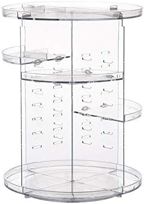 AFULILI Makeup Organizer Box 360° Rotating Perfume Stand Bathroom Storage Cosmetics Display Stand Space Saving and Large Capacity Case (Transparent)