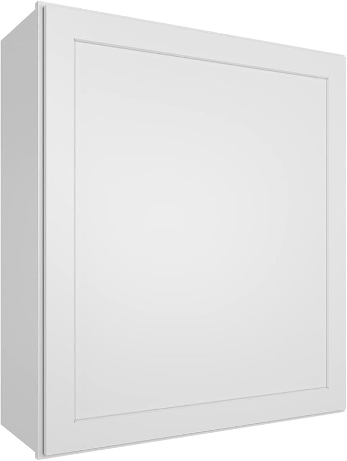 ROOMTEC Wood Wall Cabinet,RTA Single Door Medicine Cabinet with Adjustable Shelves and Soft-Close Door for Kitchen, Bathroom, and Laundry. 12" D*21" W*30" H, Shaker White