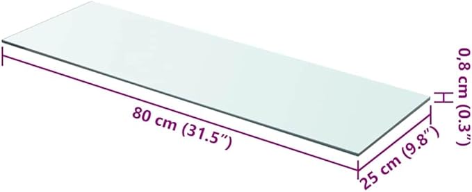 Tempered Glass Shelf Panel, 31.5 x 9.8 Inch Floating Wall Shelf, Clear Rectangular Display Board for Home Decor, Books, Collectibles, Heavy Duty Storage