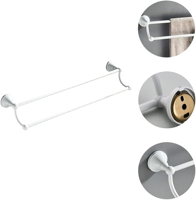 Angoily Wall Mounted Double Pole Towel Rack 21.65 Inch Bathroom Storage Shelf with Sturdy Brass Round Base for Bathrobe and Wash Cloth Holder