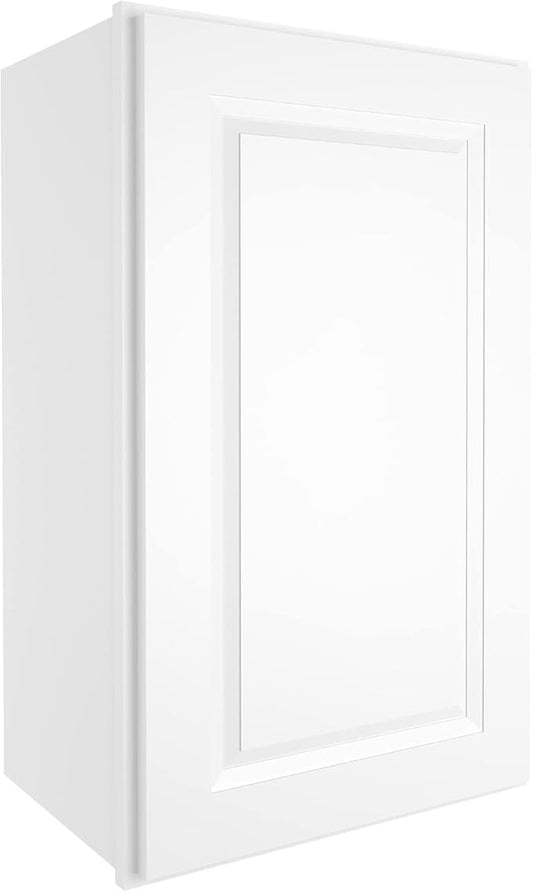 ROOMTEC Wood Wall Cabinet,RTA Single Door Medicine Cabinet with Adjustable Shelves and Soft-Close Door for Kitchen, Bathroom, and Laundry. 12" D*18" W*30" H, Traditional White