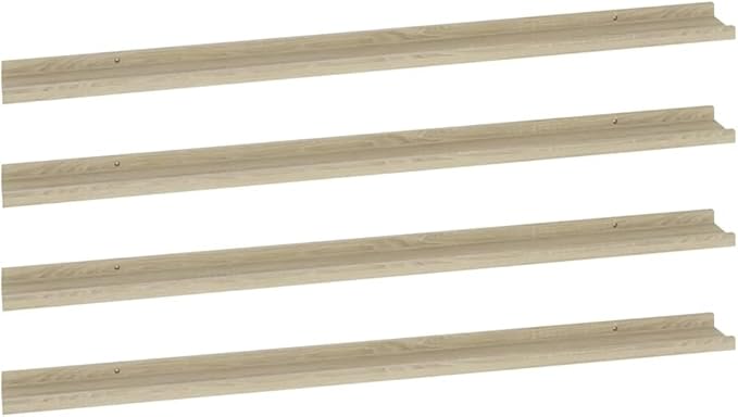 Set of 4 Floating Wall Shelves, 45.3 inch Sonoma Oak Finish MDF Wall Mounted Shelving Units for Bedroom, Living Room, and Home Decor Storage