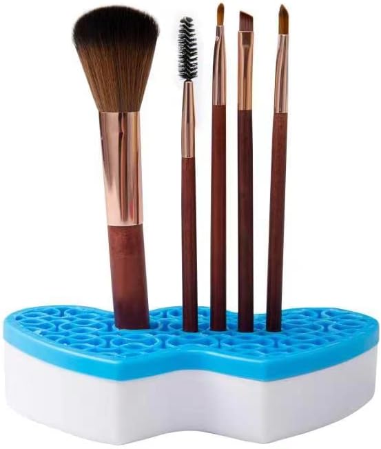 GOLDEN STRAWBERRY 2 PCS Silicone Makeup Brush Holder Cosmetic Storage Box Multipurpose Painting Pen Stand Holder (Blue)