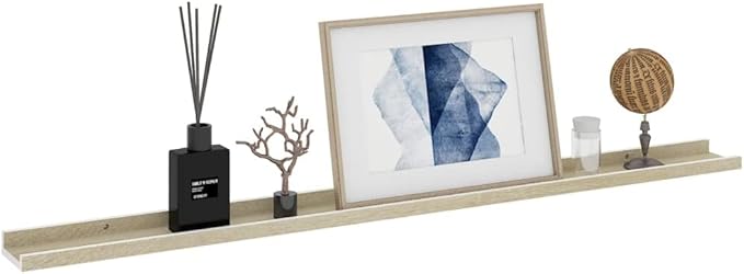 Wall Shelves 2 Pack White and Sonoma Oak 45.3 Inch Floating for Living Room Bedroom Kitchen, MDF Wall Mounted Storage Shelves for Decor Books Plants