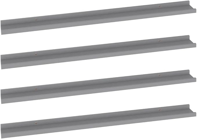 Wall Shelves 4 pcs Gray 39.4x3.5x1.2 Inches MDF Floating Shelves for Living Room Bedroom Kitchen Storage Display Organizer Modern Decorative Shelving