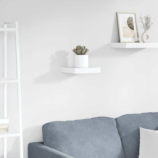 Floating Wall Shelf, 9.3 inch Square Honeycomb MDF Display Shelves, Modern High Gloss White Wall Mounted Storage Organizer for Living Room Bedroom Office