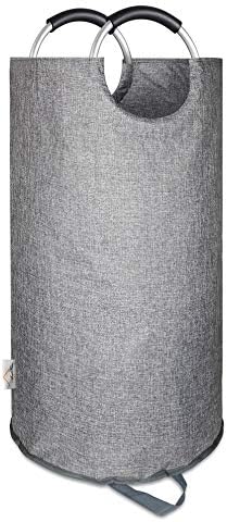 Large Laundry Hamper Bag Collapsible, Tall Laundry Basket with Sturdy Handles, Fabric Dirty Clothes Bin for Laundry, College Dorm, Boys, Man, Durable Heavy Duty Two-Layer ?€? 90L Grey