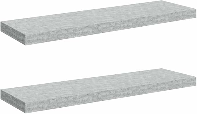 Floating Wall Shelves Set of 2, Concrete Gray Modern Invisible Mounting Shelves for Living Room & Office, 31.5 Inch Long Heavy Duty MDF Display Rack for Books, Decor, Awards, 22lb Load Capacity Each