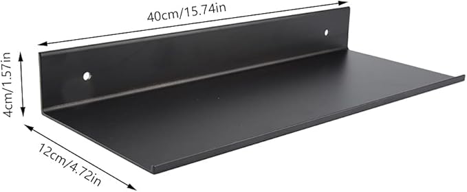 Black Single Layer Bathroom Shelf, Space Aluminum Rack with Rounded Corners, Matte Finish Wall Mounted Organizer for Bathroom or Kitchen Storage (40cm)