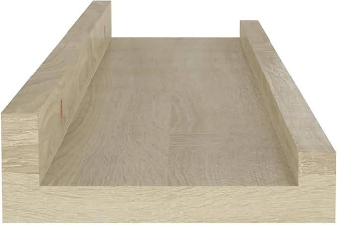 Sonoma Oak Floating Shelves 2 Pack 15.7 Inch Wall Mounted Storage Shelves for Living Room Bedroom Kitchen Bathroom Display Organizer with 11lb Weight Capacity