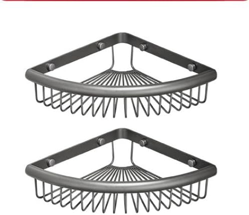 Bathroom Shelves, Wall-Mounted Corner Shelves, Double-Walled Triangular Storage Shelves, Grey - Double-Walled Shelves