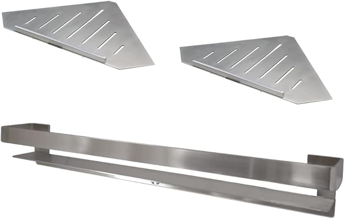 Transolid K-J30-SSC-BS Shelf Kit 30-in Jocelyn Grab Bar Shelf/2 Corner Shelves, Brushed Stainless