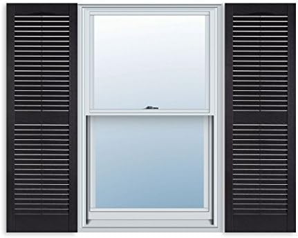 Exterior Solutions Standard Louver Exterior Vinyl Window Shutters, Black (Pair), 15 Inch x 35 Inch
