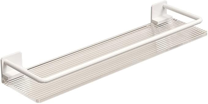 Bathroom Wall Corner Shelf with Double Suction, 12 x 4 x 1.6 Inch Aluminum Organizer for Towels and Toiletries, White or Gold(White)