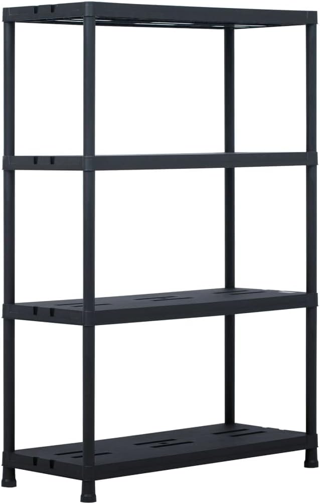 Storage Shelf Rack,Free Standing Storage Shelf, Modern Shelves for Kitchen Bathroom Warehouse, Office, Conference Room Black 485 Lb 35.4"X15.7"X54.3" Plastic