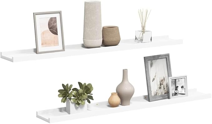 Set of 2 Floating Shelves 31.5 Inch White U-Shape Wall Mounted Ledge Shelf for Picture Frames, Books, Home Decor Storage