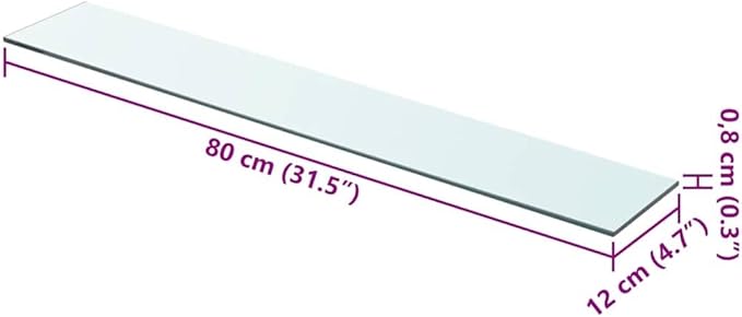 Set of 2 Tempered Glass Floating Shelves 31.5 x 4.7 Inch, Wall Mounted Display Shelf for Bathroom, Living Room, Kitchen, Utility Room Storage Organizer