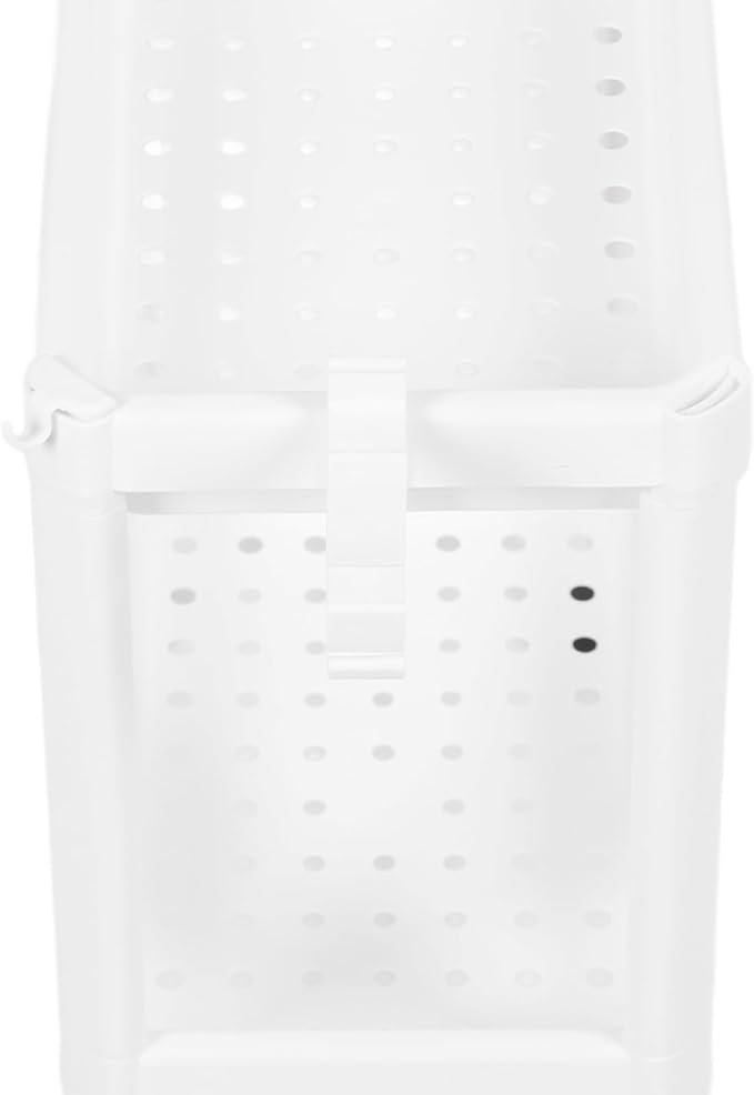 Narrow Freestanding Bathroom Shelf, Space Saving Storage Rack White Laundry Shelf for Bathroom Laundry Room Kitchen Bedroom Compact Areas (2 Layers (with Wheels))