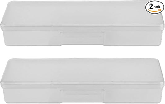 Storage Case Cosmetic Brush Box Nail Tool Holder Space-saving Smooth Surface Practical Plastic 2Pcs Clear, Large